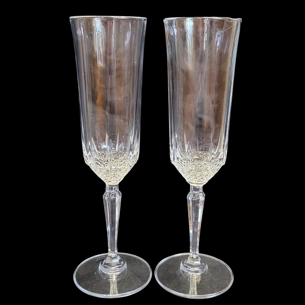 Vintage St George‎ American Heritage Crystal Champagne Flutes Glasses Set of 2